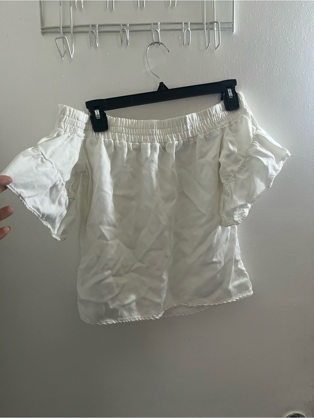 AllSaints Cream Gathered Elastic-Neck Blouse - Picture 2 of 4
